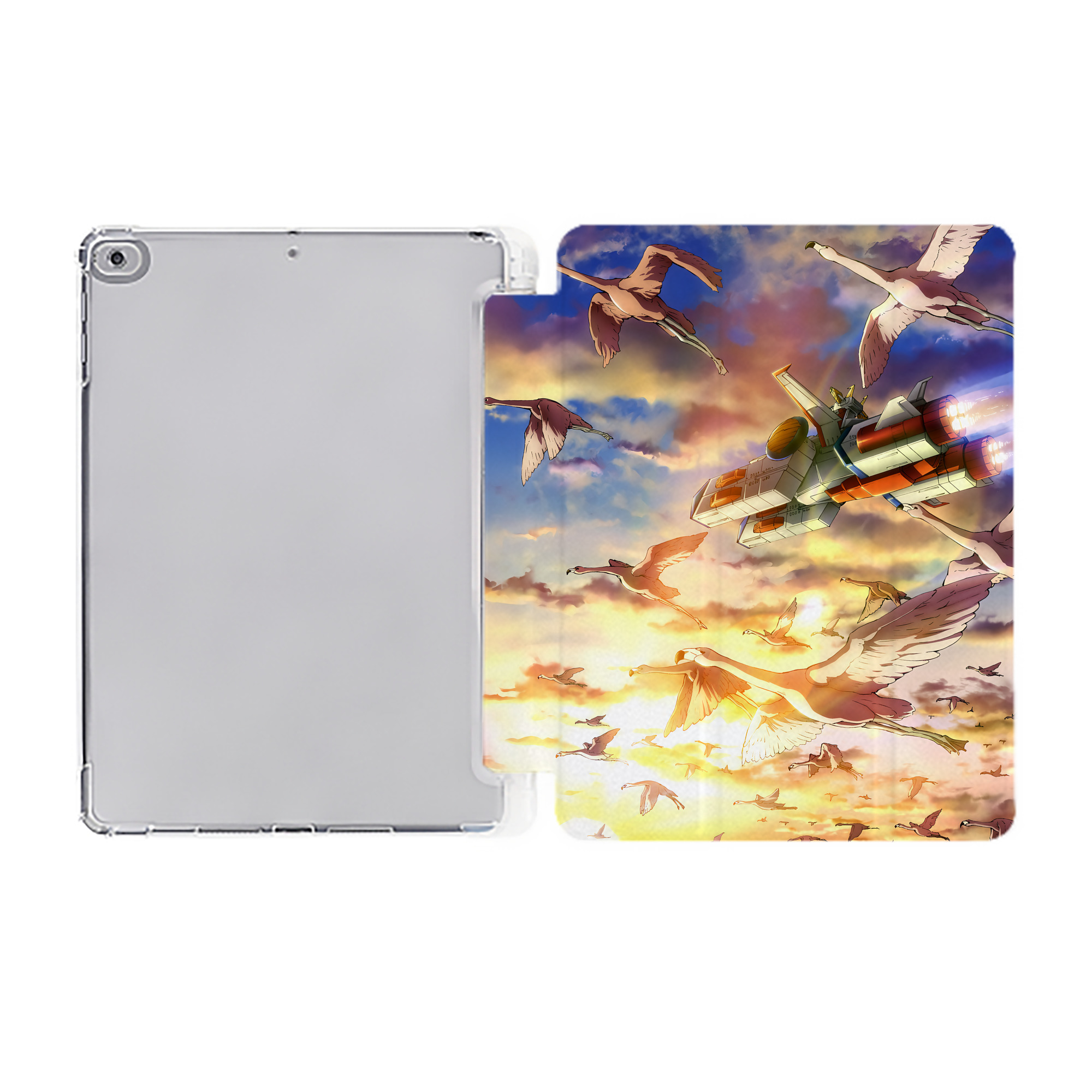 （画像用） 機動戦士ガンダム Mobile Suit Gundam IPad ケース ペン収納付き 三つ折りスタンド PUレザー×シリコン 対応機種9.5/10.5/10.9インチ